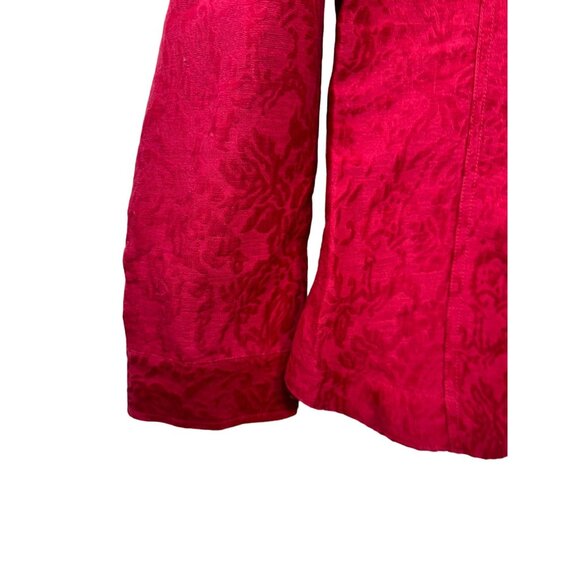 Chicos Red Button-Up Textured Shirt Womens Size 1 Linen/Cotton/Silk Blend - Picture 11 of 11